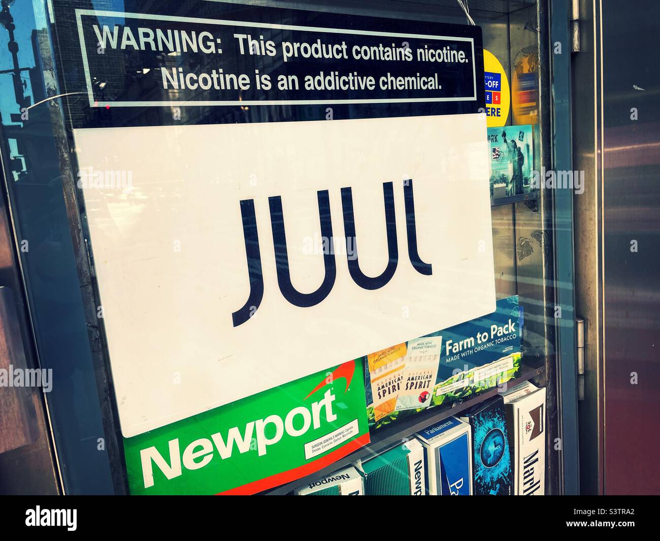 July Is an electtonic cigarette that dispenses nicotine via a one time use cartridge, USA Stock Photo
