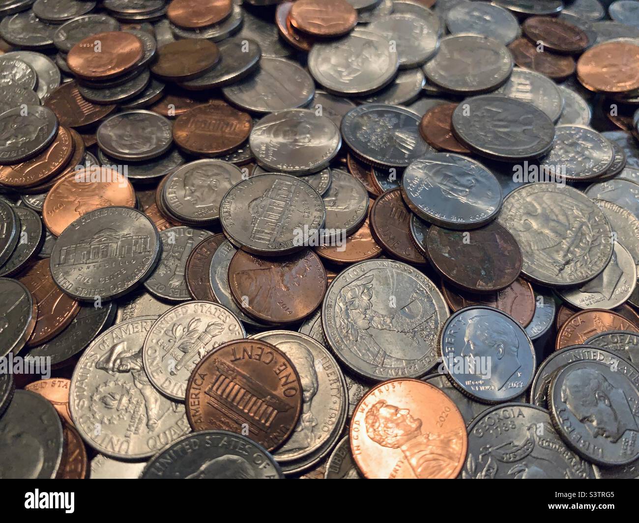 US coins - Smartphone Captured Stock Image