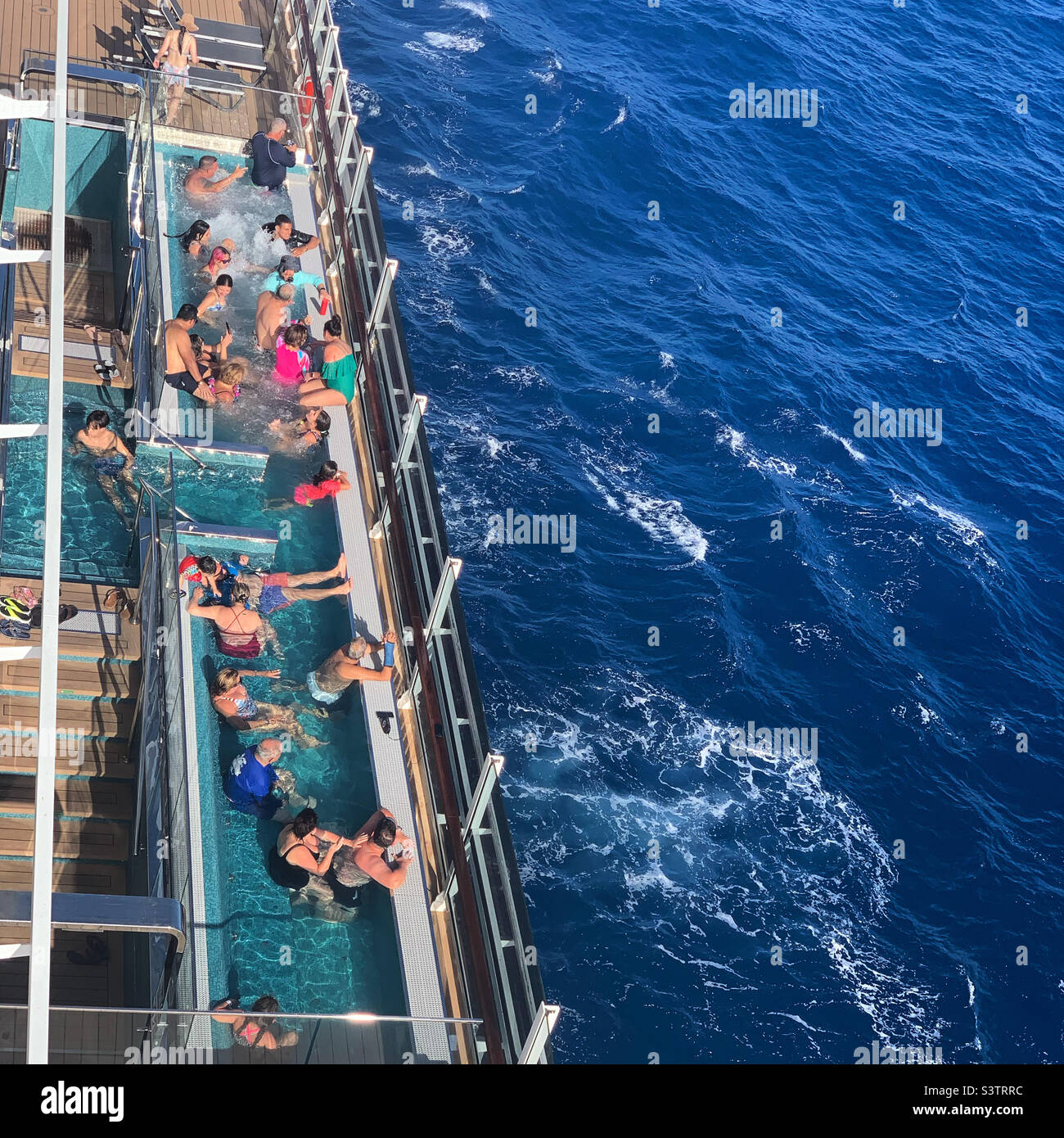 March, 2022, Hot tubs on the MSC Seashore during a Caribbean cruise Stock Photo