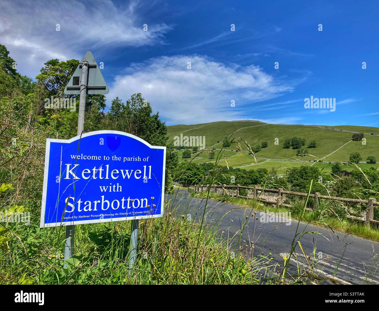 Kettlewell with Starbotton road sign in the Yorkshire Dales Stock Photo