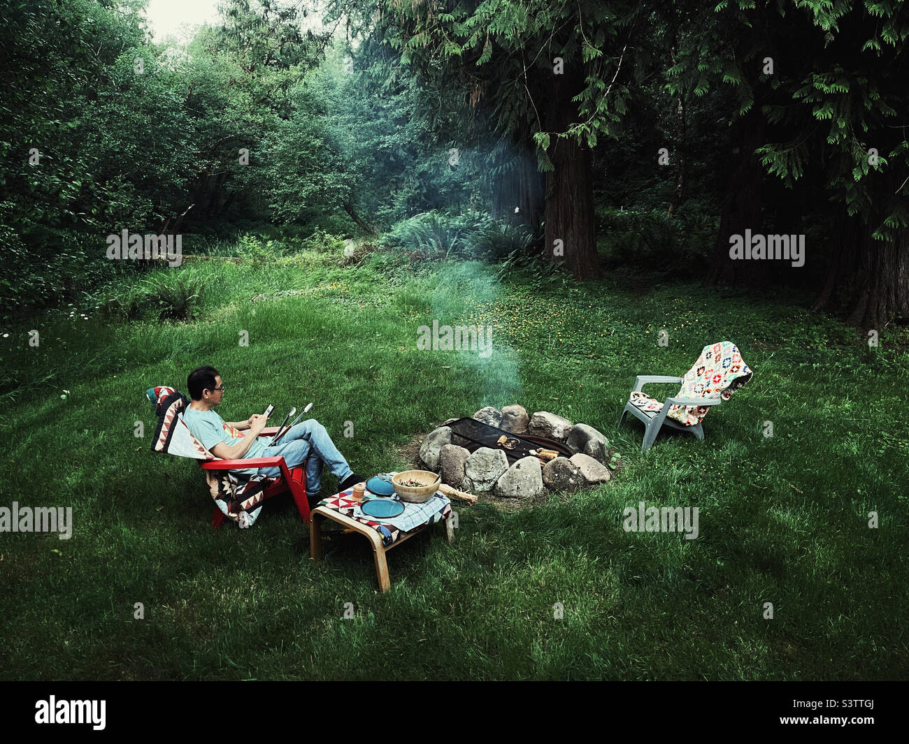 Picnic in the forest - Smartphone Captured Stock Image