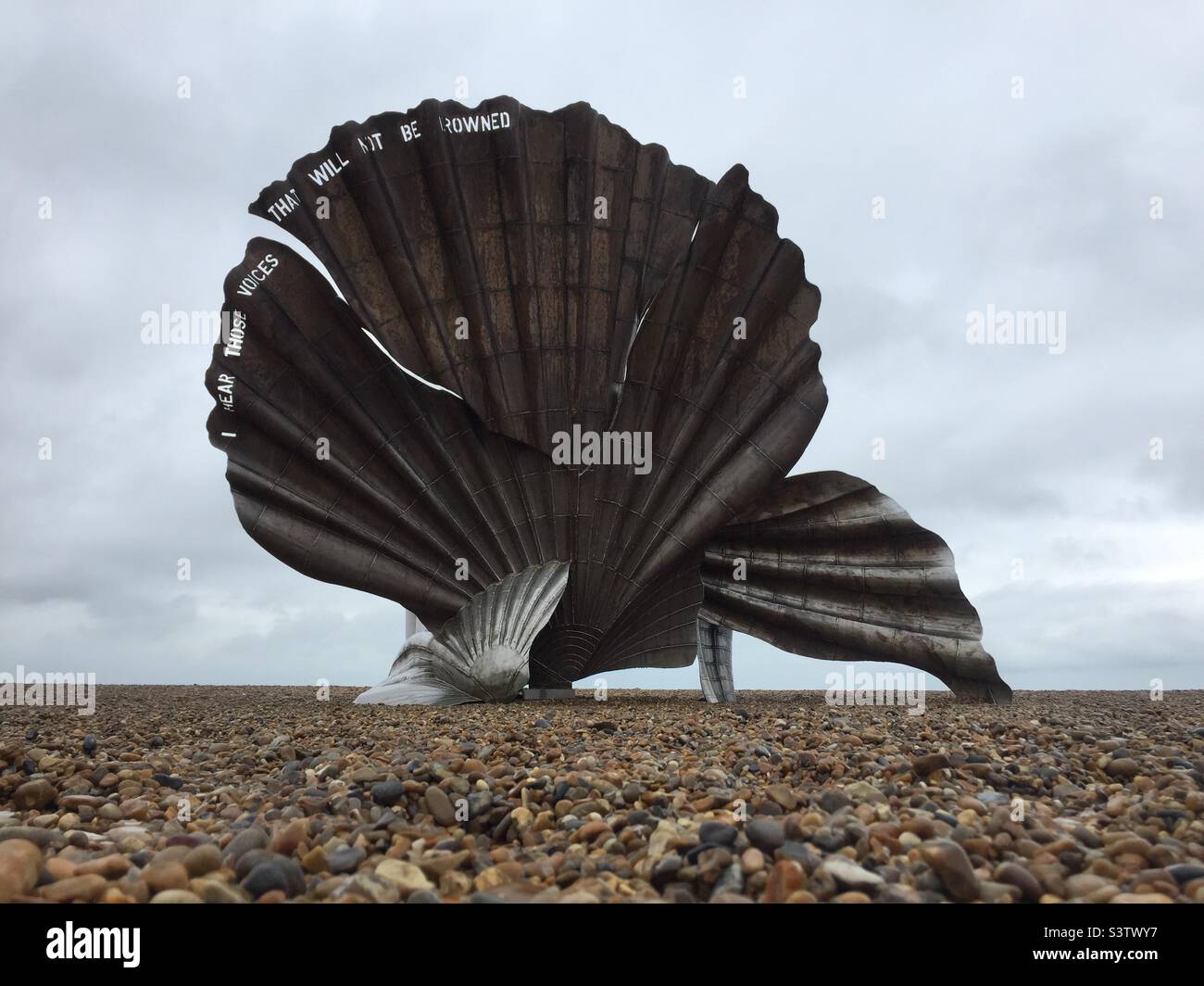 The Scallop by Maggi Hambling. Aldeburgh beach, Suffolk. - Smartphone Captured Stock Image