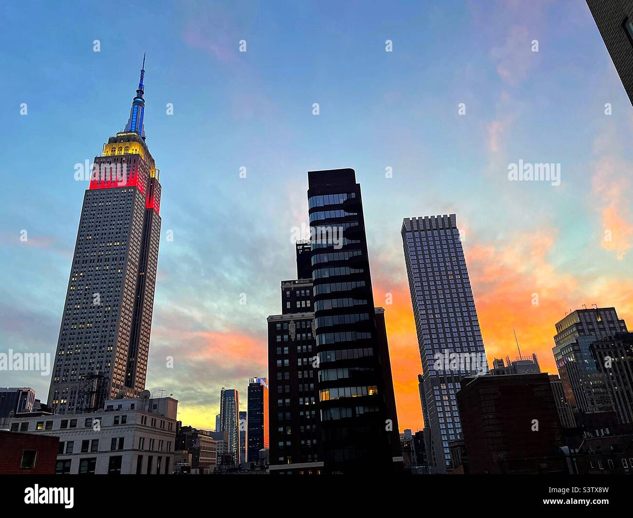 Sunset over Midtown Manhattan, summer 2022, New York City, USA Stock Photo