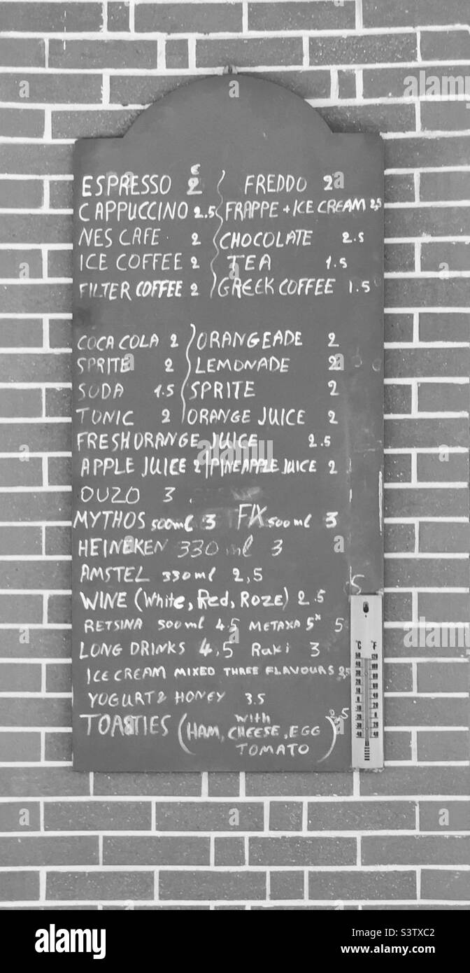 Greek taverna menu board Stock Photo Alamy