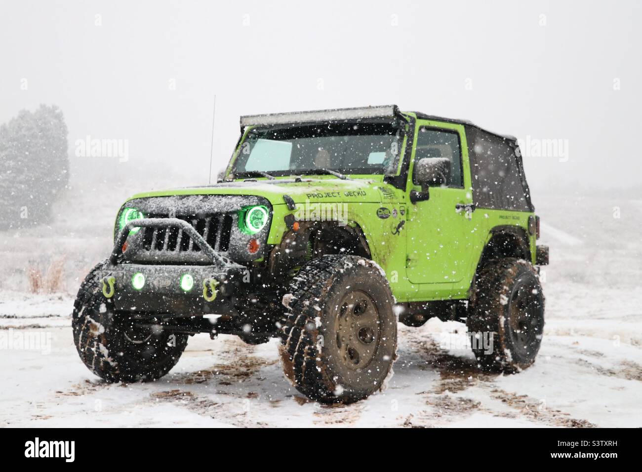 jeep in the snow Stock Photo