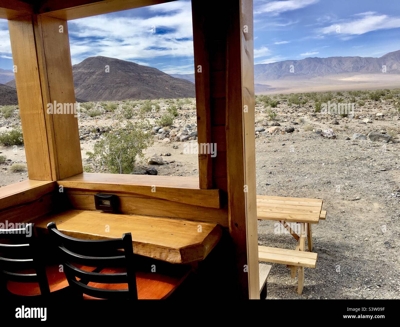 Perspective: View of Death Valley from Pantamint miner’s cabin Stock Photo