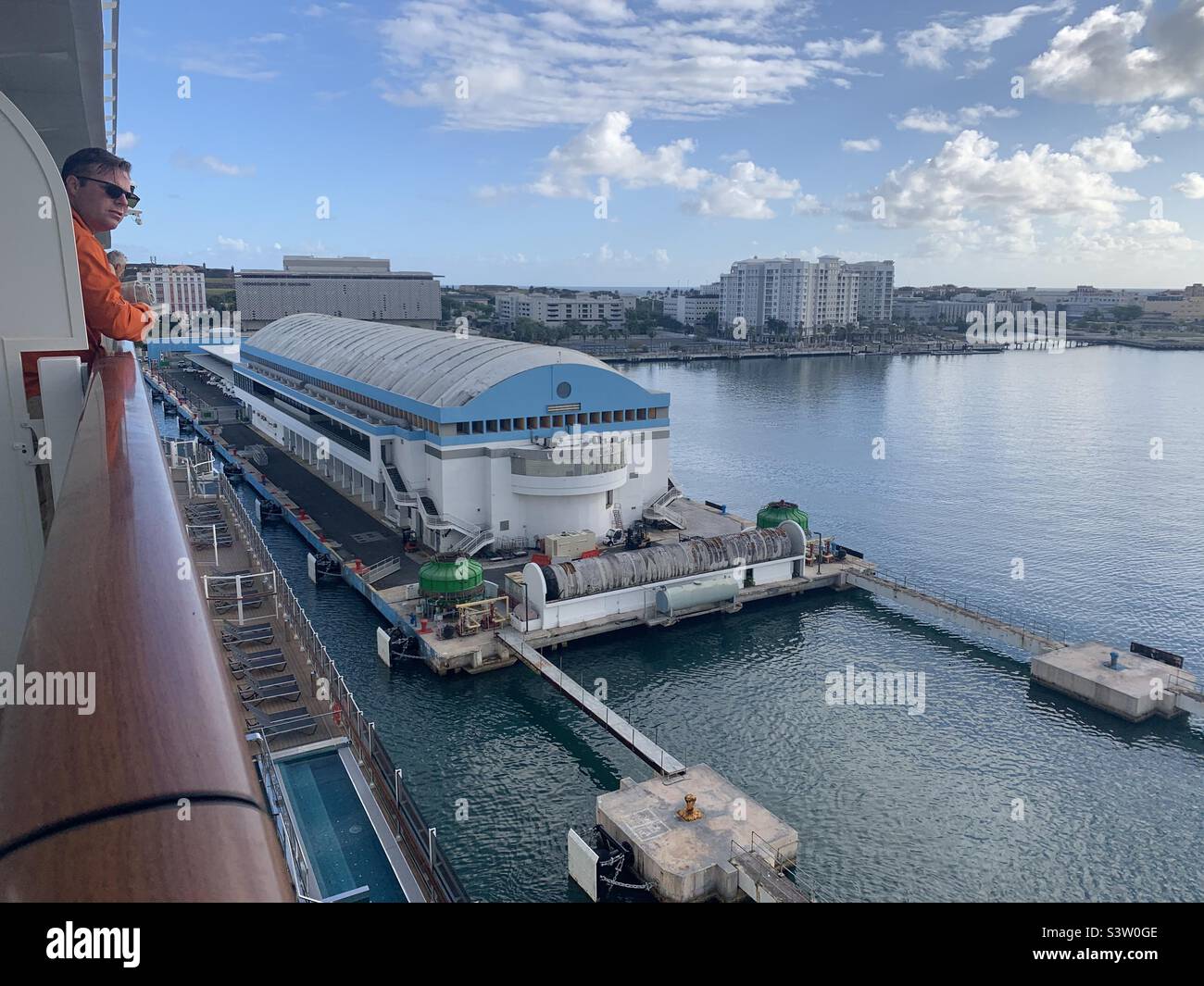 March, 2022, on the MSC Seashore, approaching the pier, Port of San Juan, San Juan, Puerto Rico, United States Stock Photo