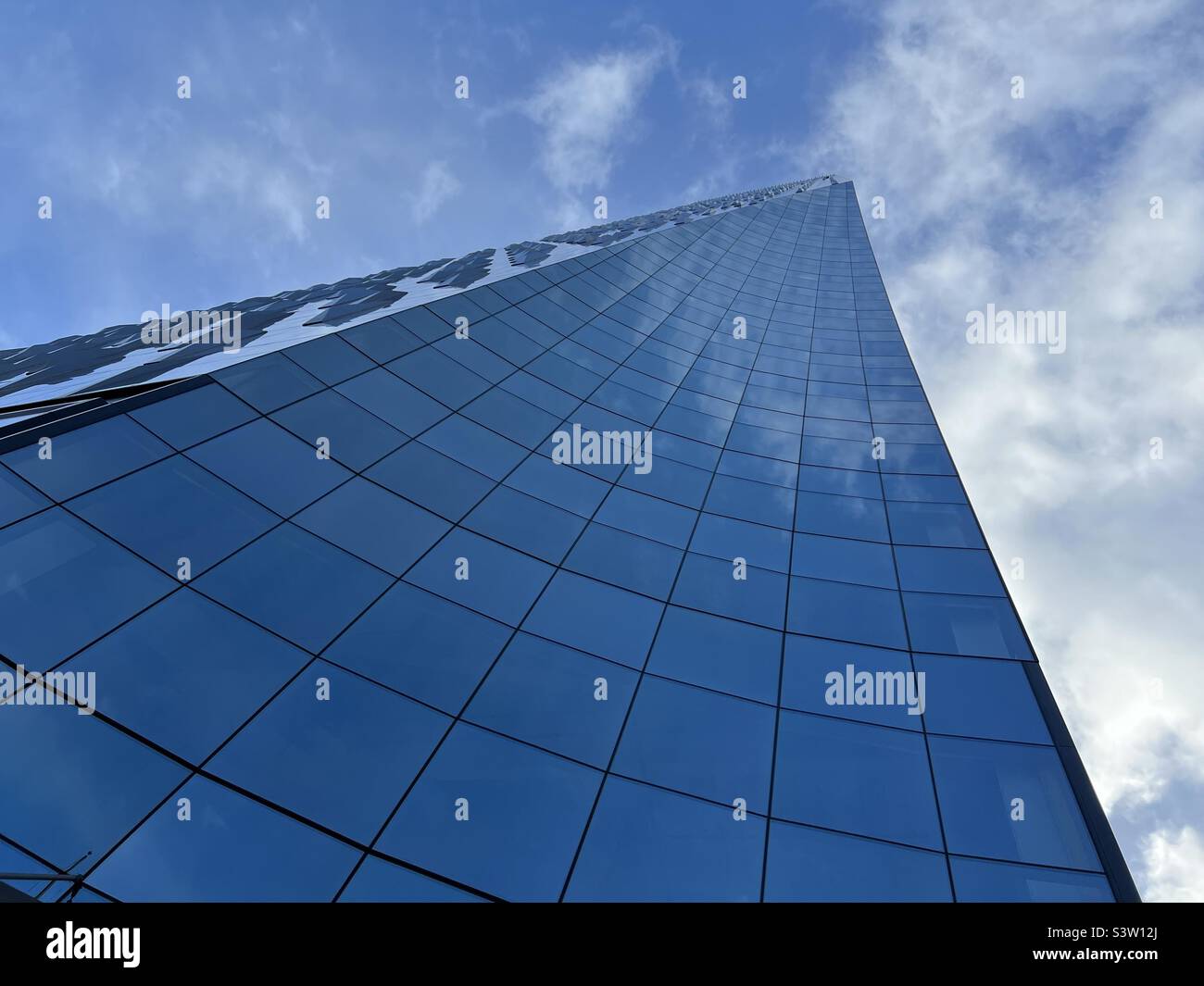 SEATTLE, WA, DEC 2021: looking up at side of Rainier Square, new mixed-use residential, retail and business development, in Downtown Stock Photo