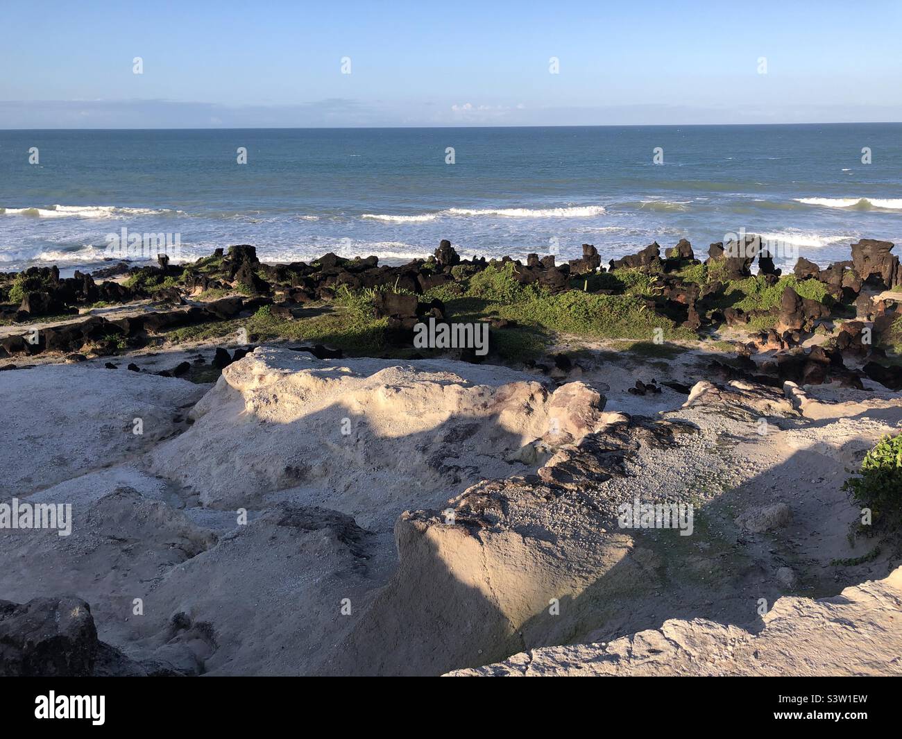Varied land formations by the sea in northern Brazil. - Smartphone Captured Stock Image