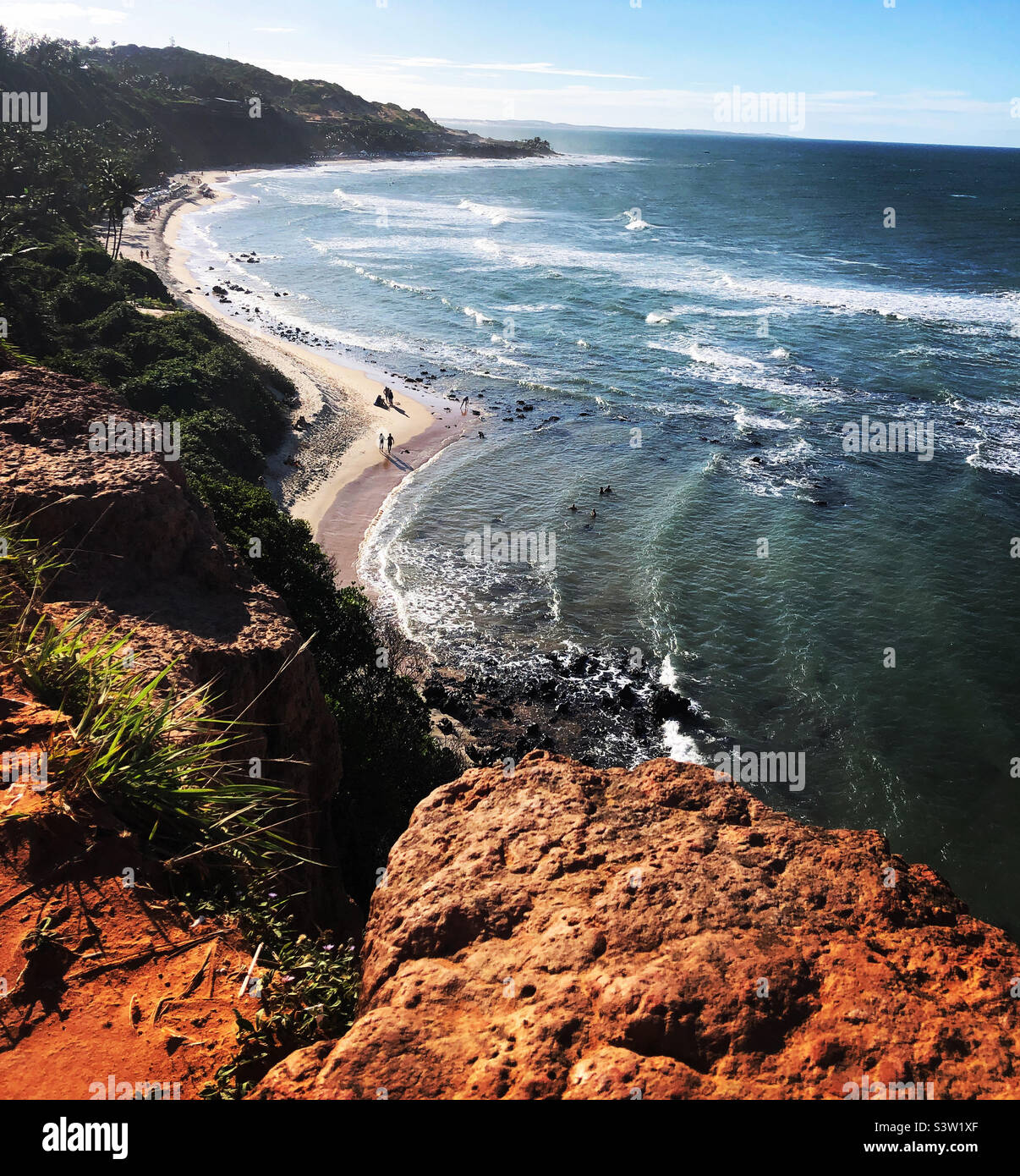 A picturesque view of the sea from the cliffs in Pipa, Brazil. - Smartphone Captured Stock Image