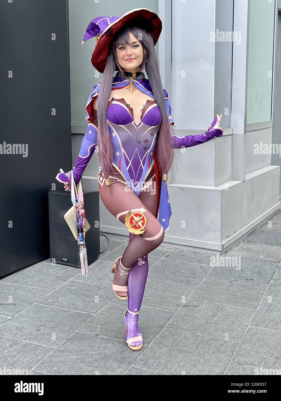 Cosplayer poses at Comic Con San Diego convention on Day 3 July 23,2022 in San Diego CA. - Smartphone Captured Stock Image