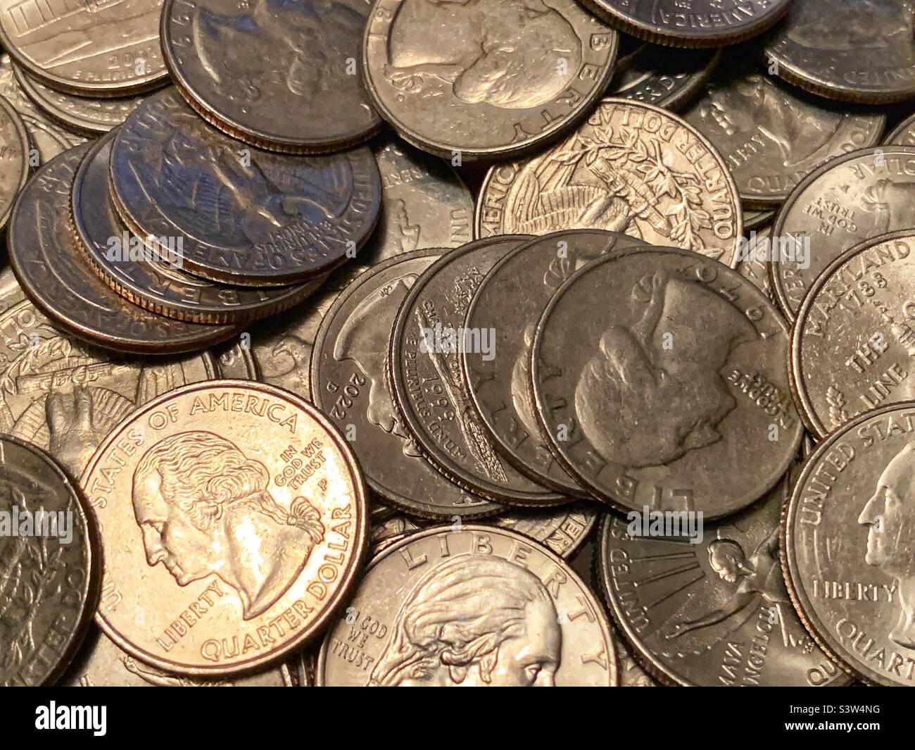 US coins in quarters Stock Photo Alamy