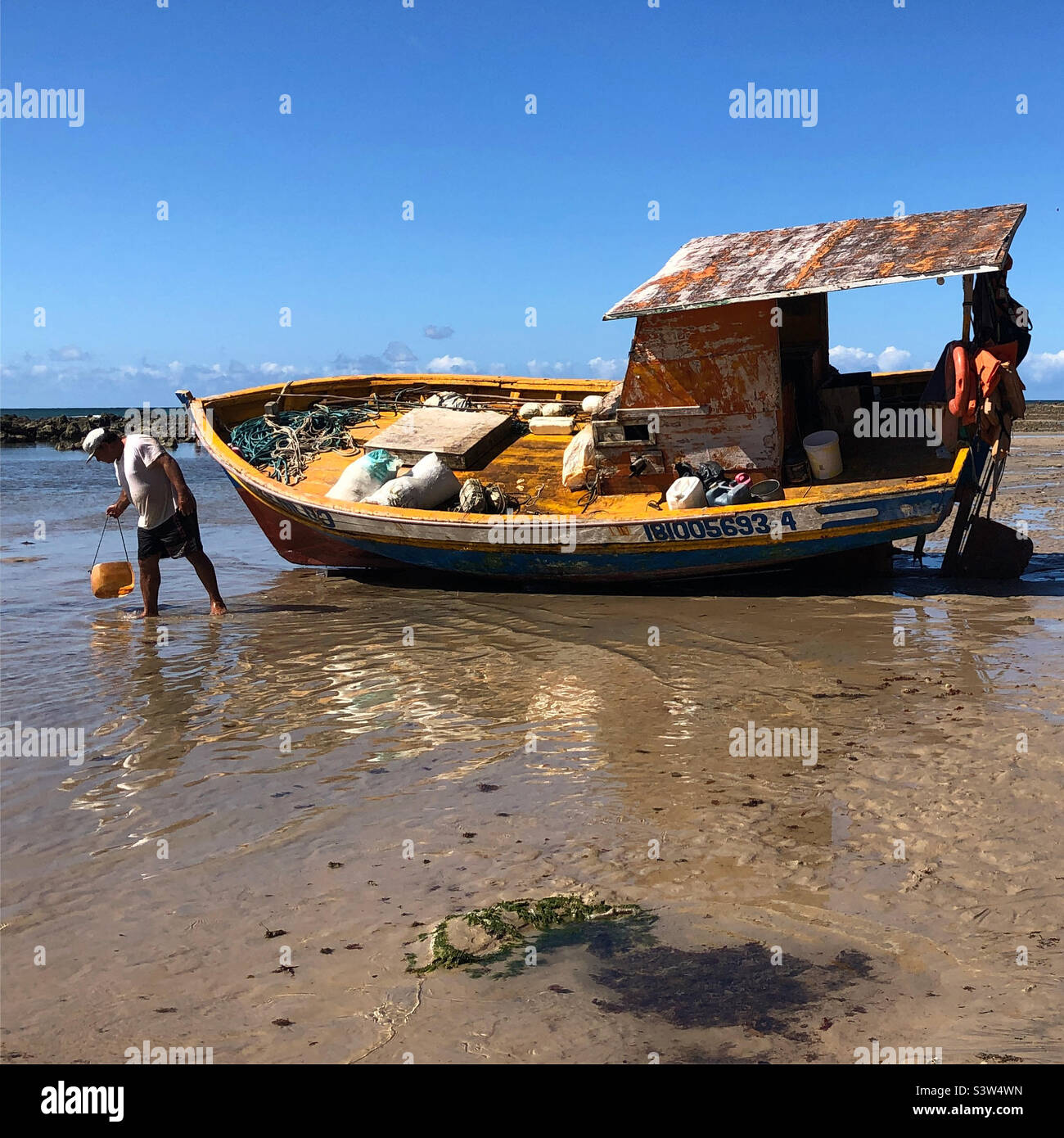 Low tide by the sea. Stock Photo