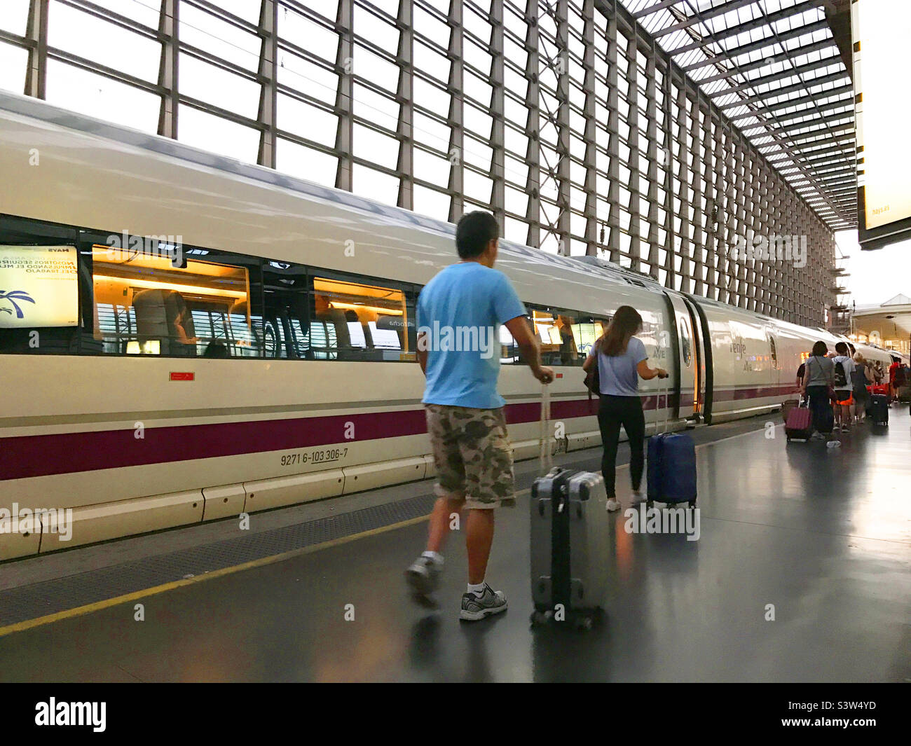 Platform. Puerta de Atocha railway station, Madrid, Spain. - Smartphone Captured Stock Image