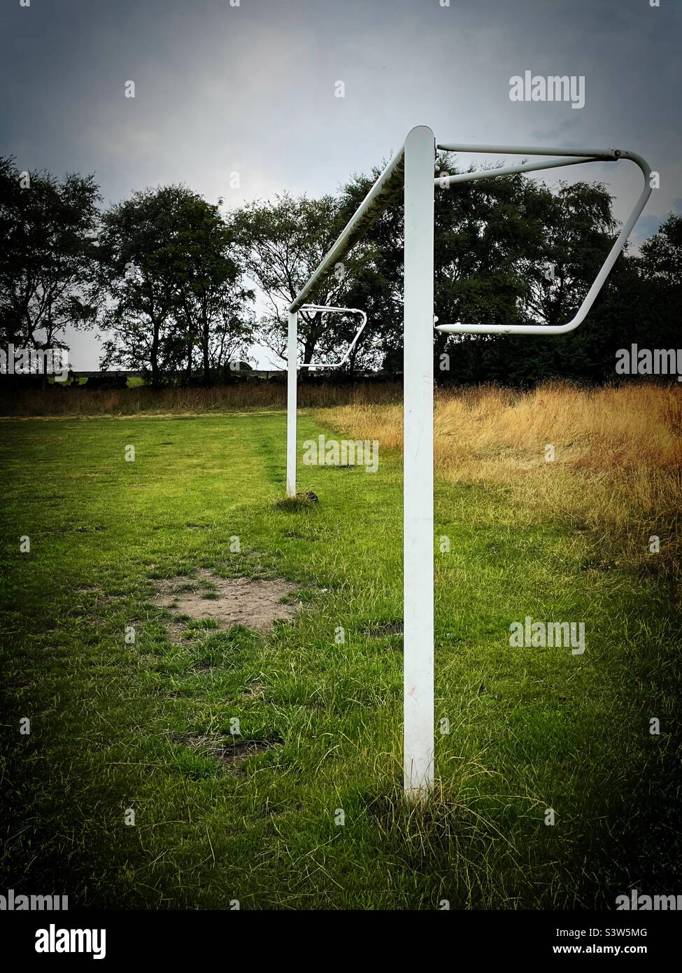 ‘Sunday League Hero’ the goalposts go back up for another season of amateur football Stock Photo