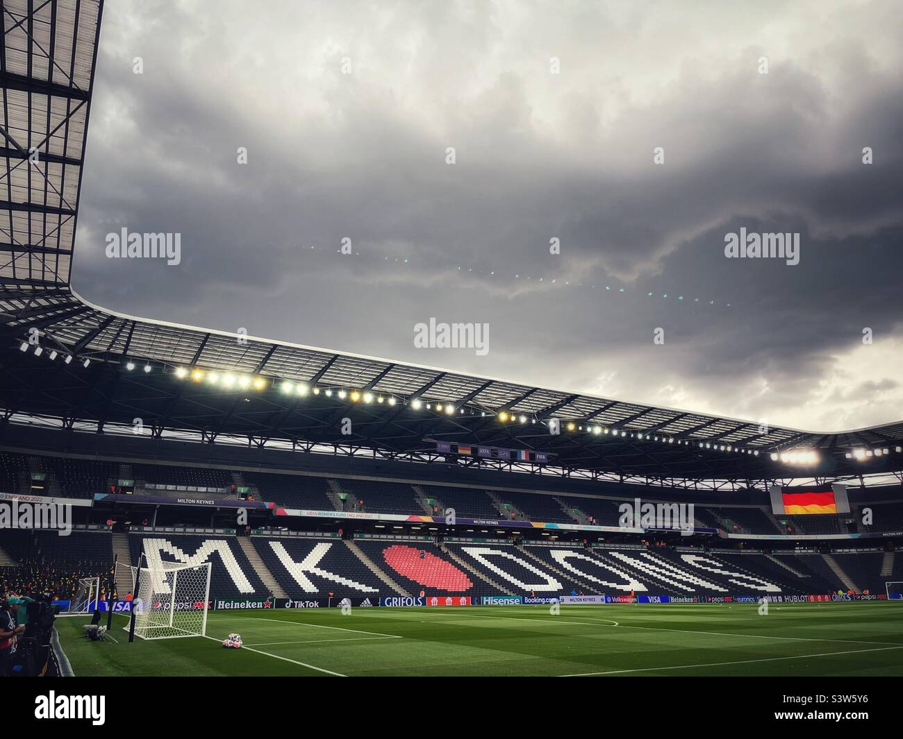 A general view of Stadium MK home to League One side Milton Keynes Dons. The stadium hosted a semi-final of the Women’s Euros between Germany and France. Stock Photo