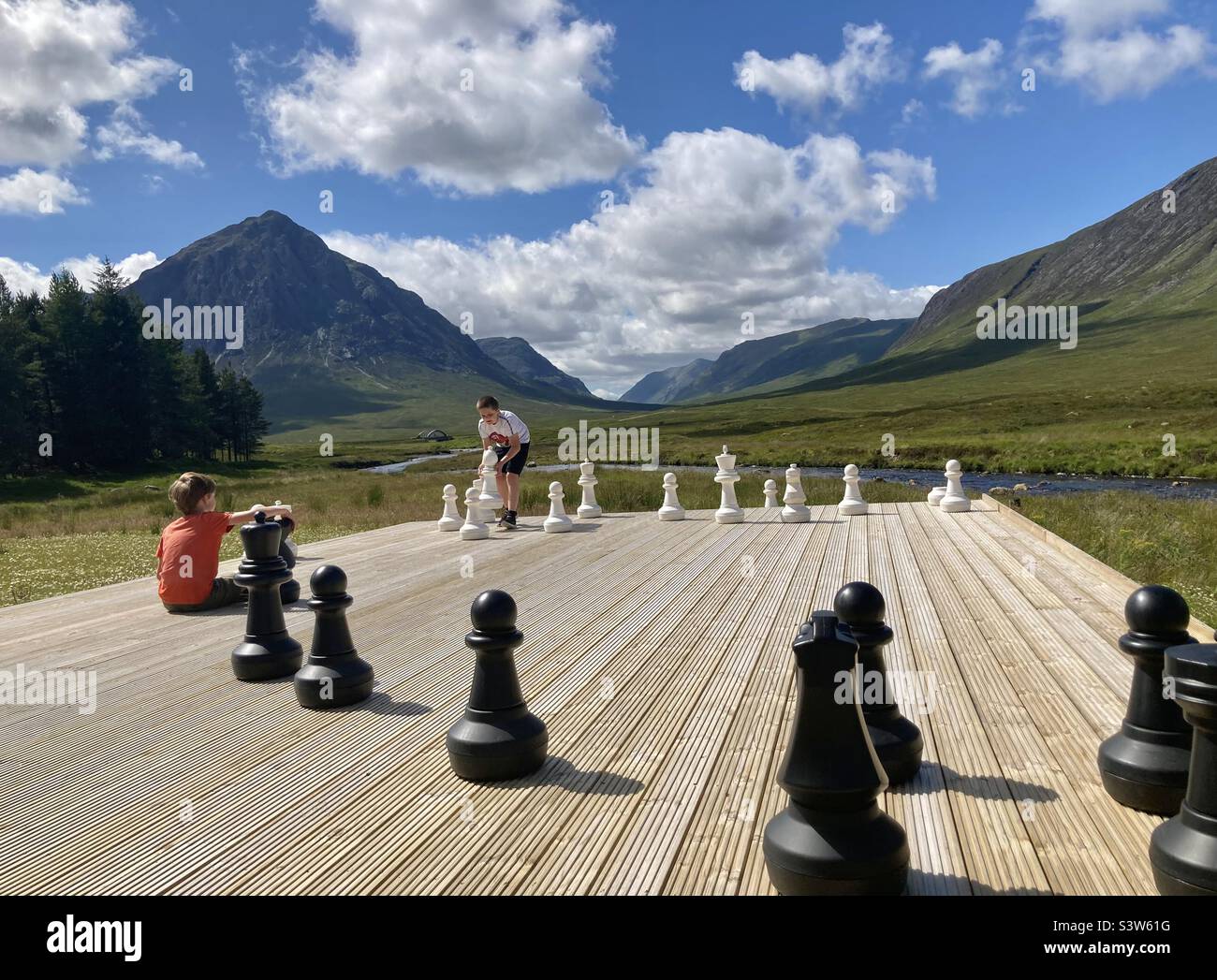 Giant outdoor chess board, Glencoe Stock Photo