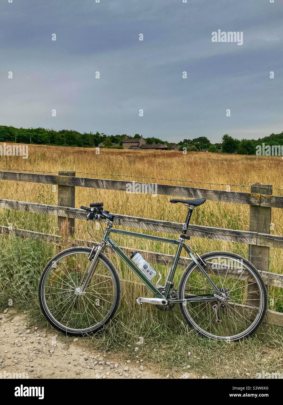 Bicycle at the ITV Emmerdale village Stock Photo