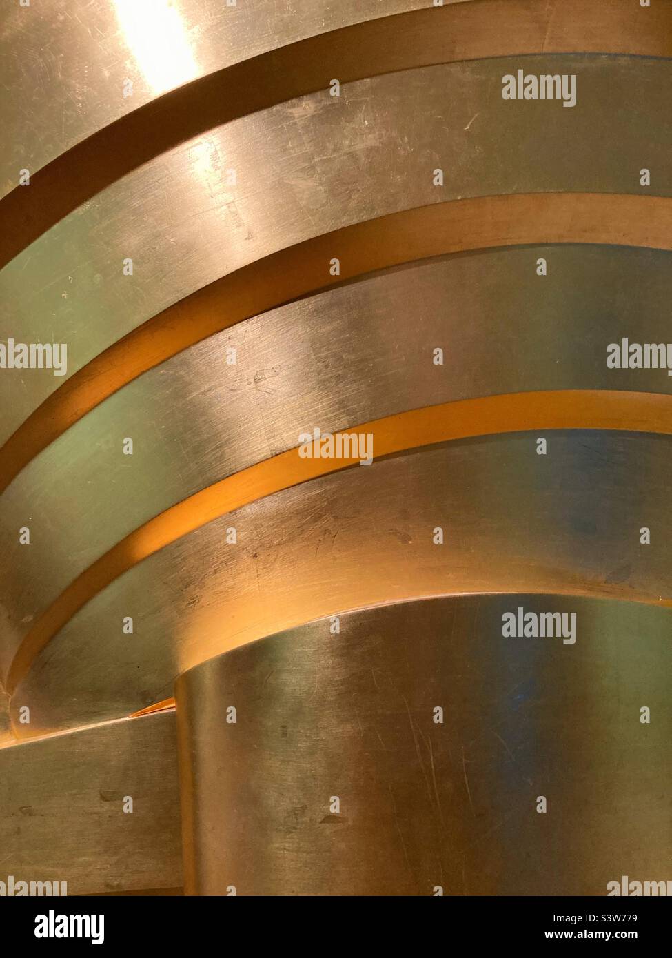 Detail of the sculpture „Gold Guggenheim“ by Richard Hamilton in the Danmark Design Museum Copenhagen, Denmark - Smartphone Captured Stock Image