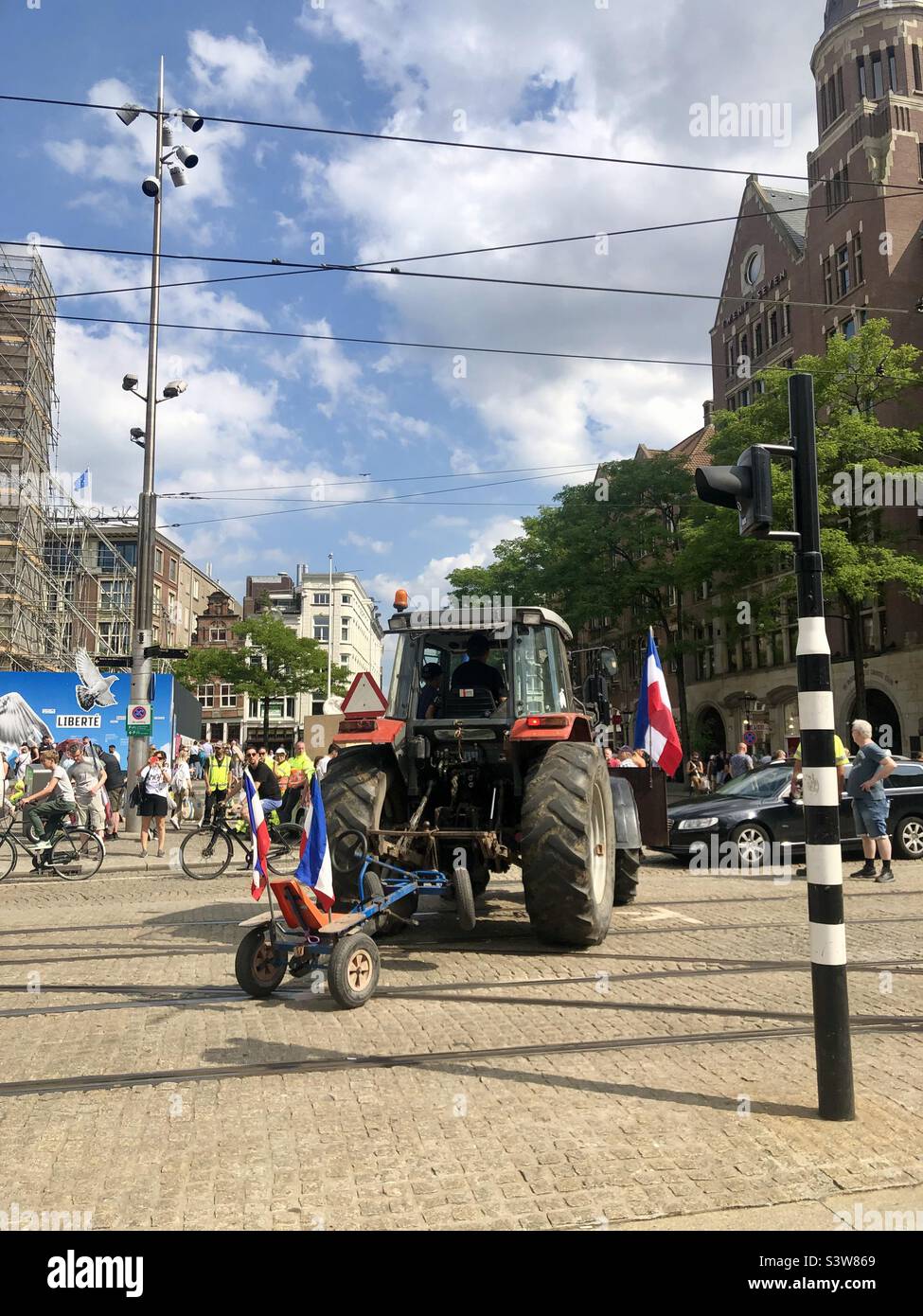 Dutch farmer protest Amsterdam against green policy Stock Photo