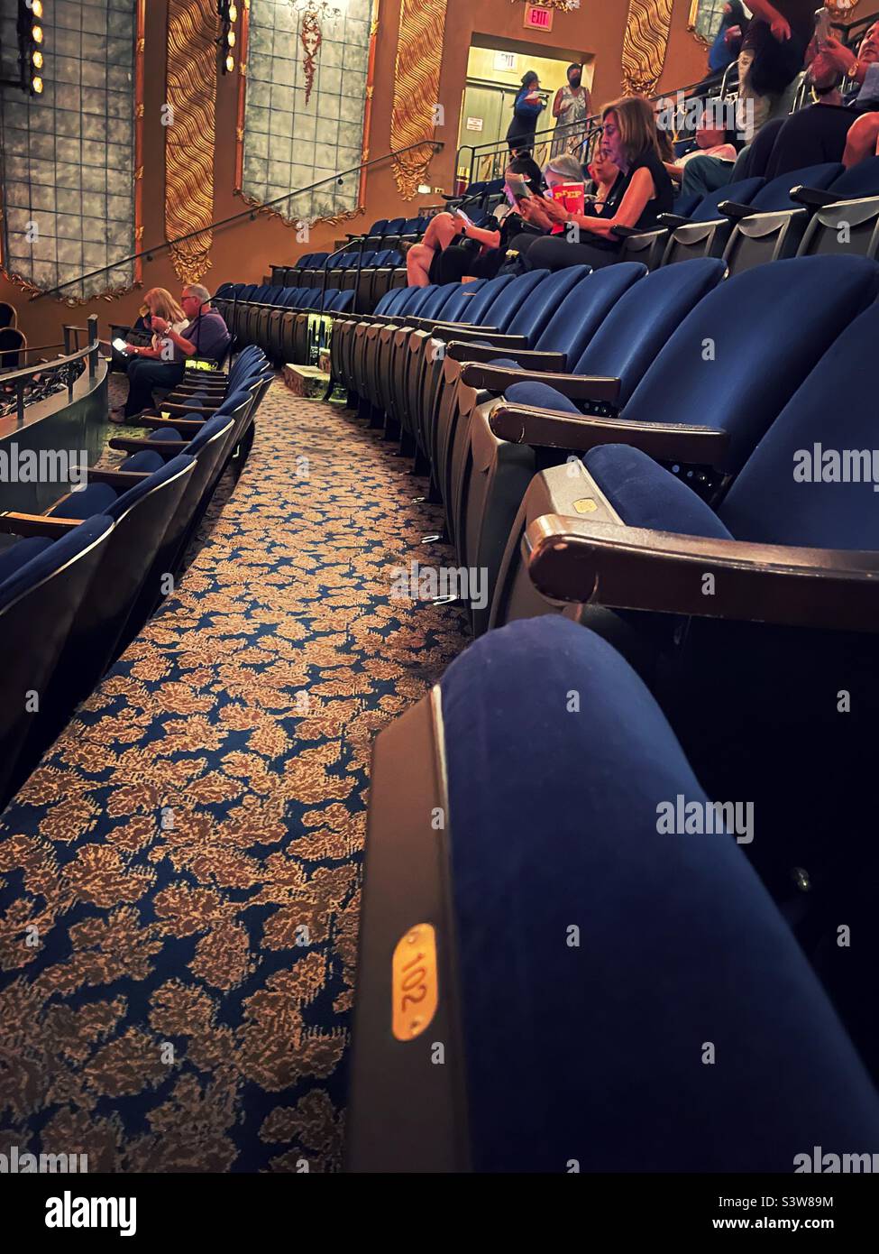 Mezzanine seating at the Lunt -Fontanne Theatre,, Broadway, 2022, New York City, USA Stock Photo