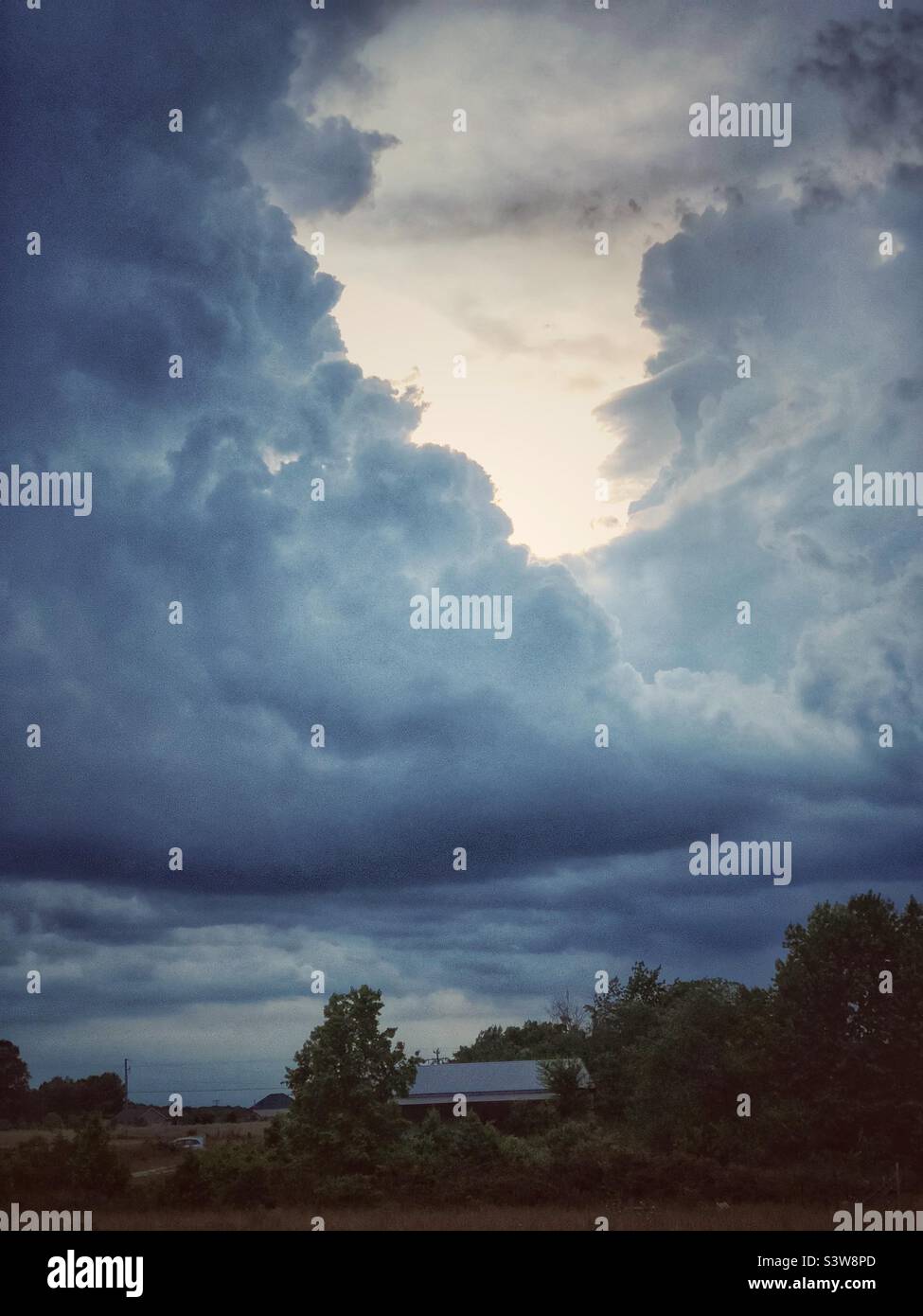 Portal in the sky- storm clouds over North Carolina Stock Photo