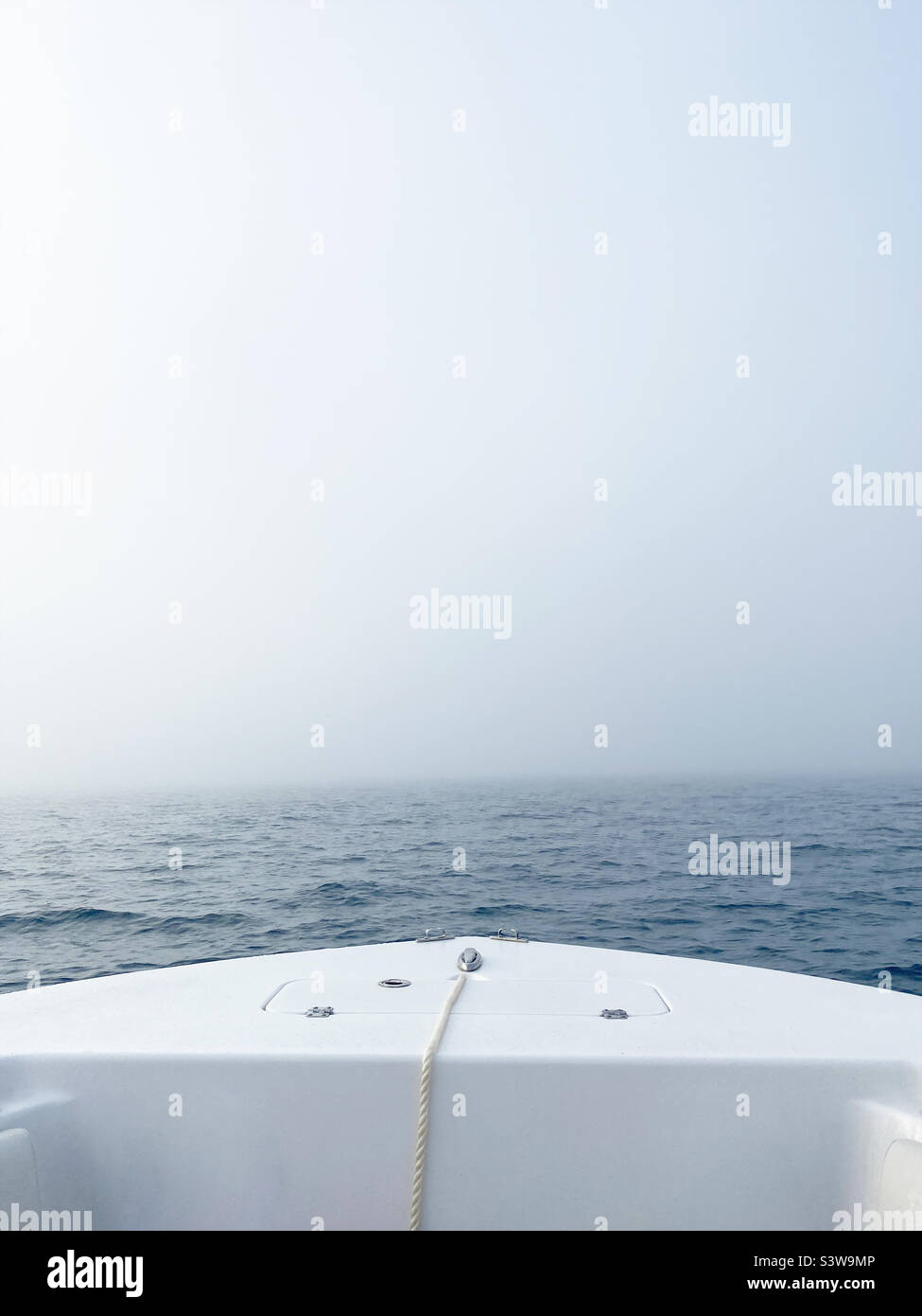 Front of fishing boat in fog - Smartphone Captured Stock Image