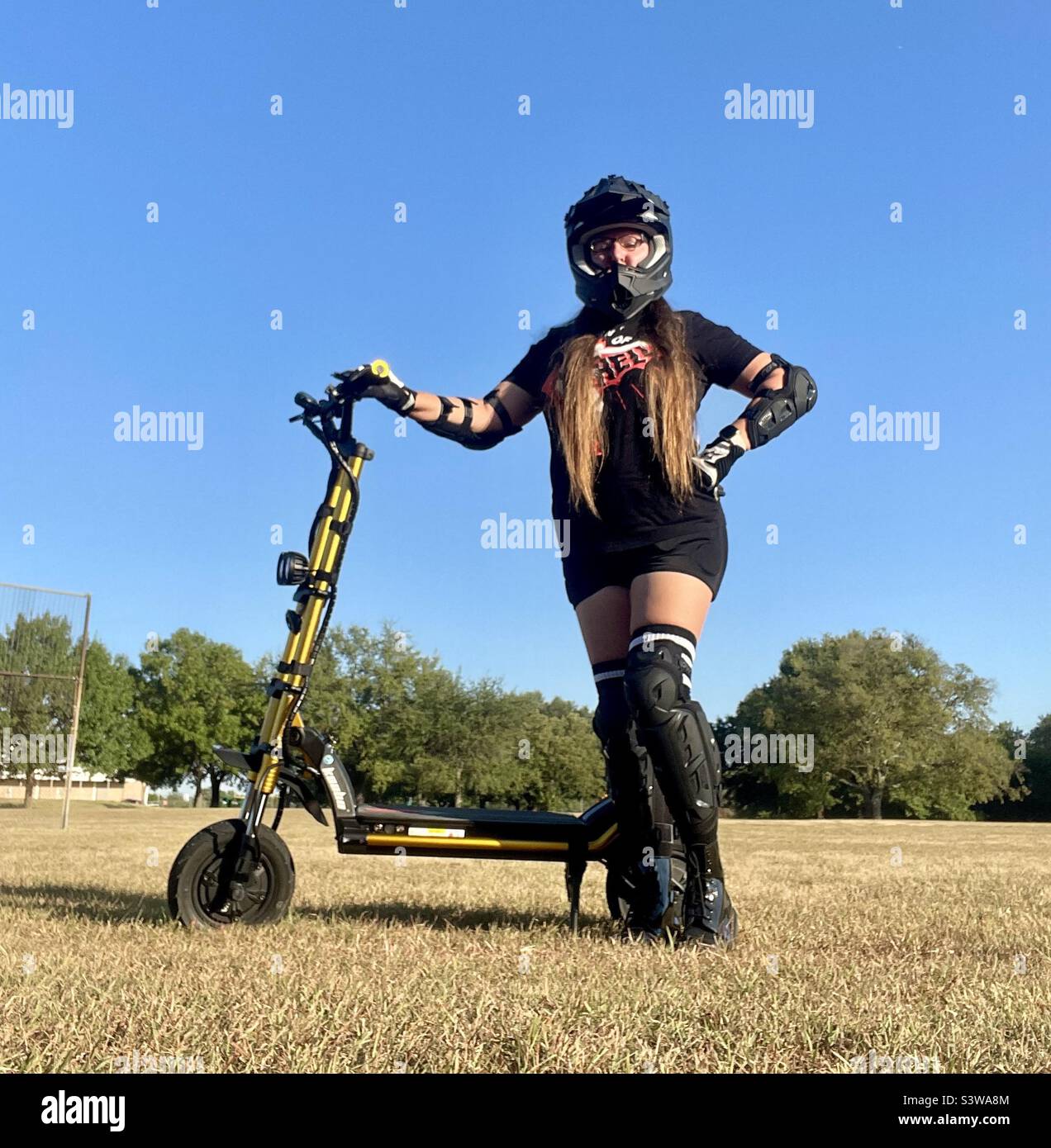 Electric scooter rider Stock Photo Alamy