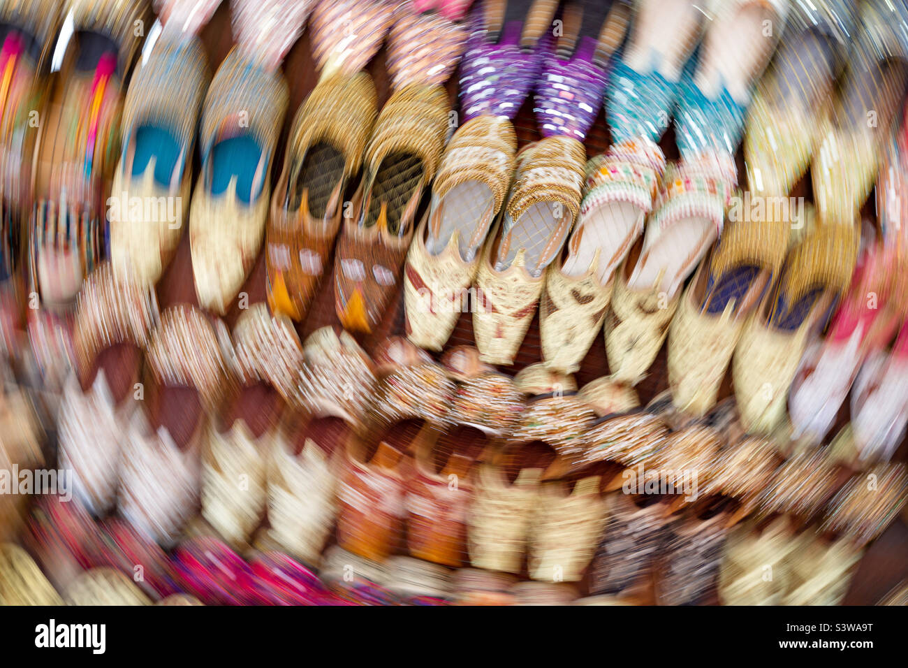 Arabic style shoes at Dubai market, creative icm Stock Photo