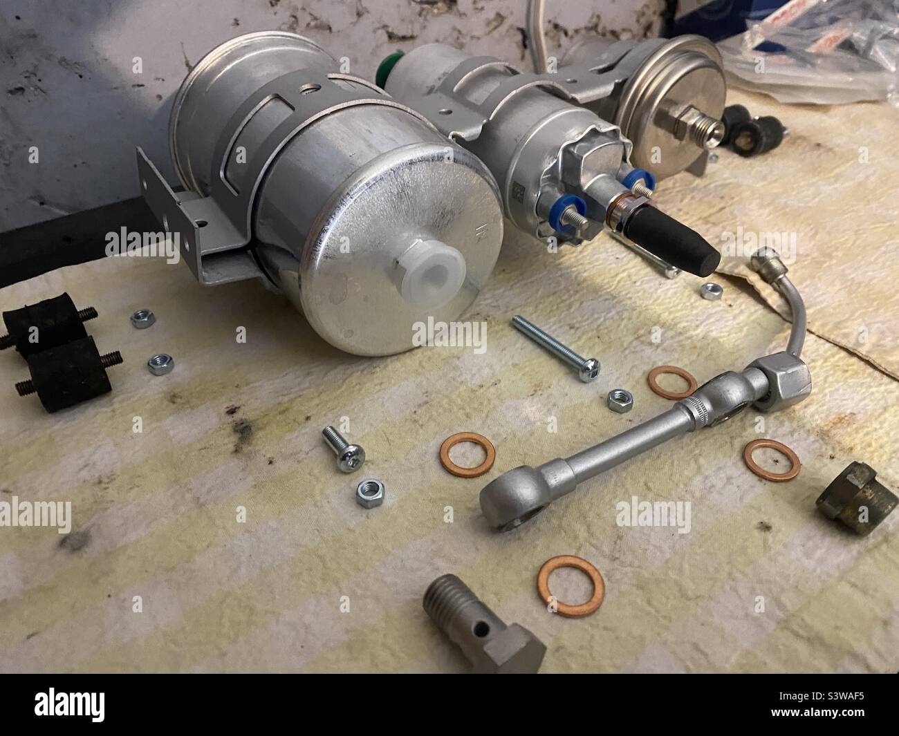 Fuel pump car mechanics and engineering Stock Photo Alamy