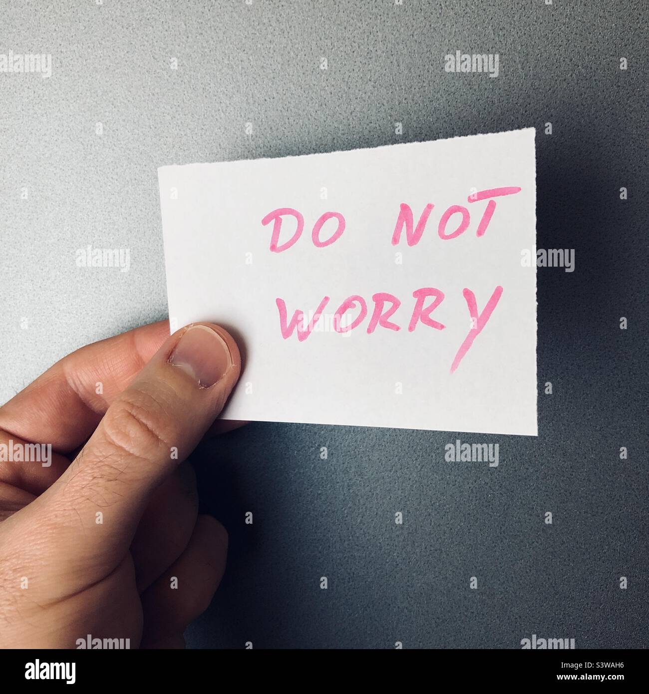 Do not worry motivation on a piece of paper Stock Photo