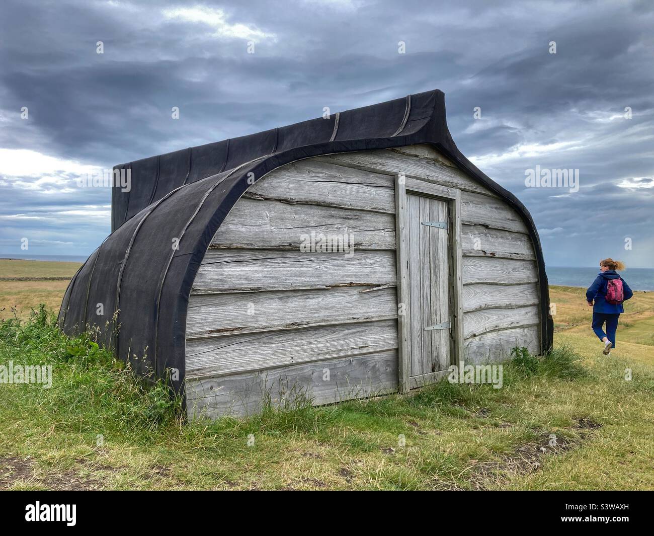 Boat shed building Lindisfarne Northumberland Stock Photo