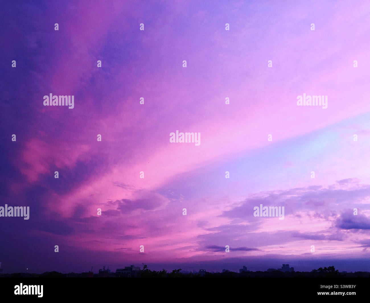 Pink and purple sky. Stock Photo