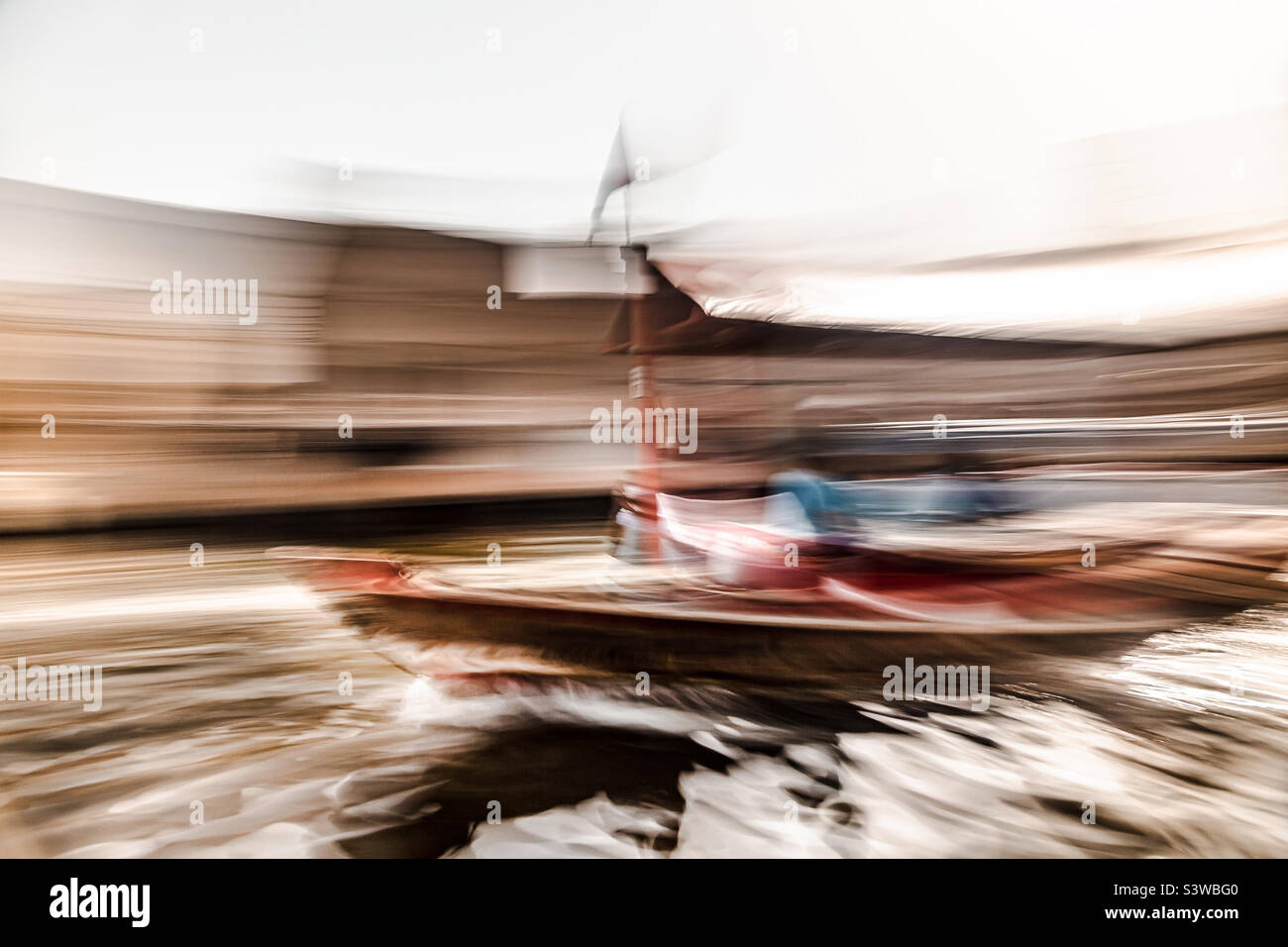 Creative abstract photo of the boat in Dubai, intentional camera movement - Smartphone Captured Stock Image