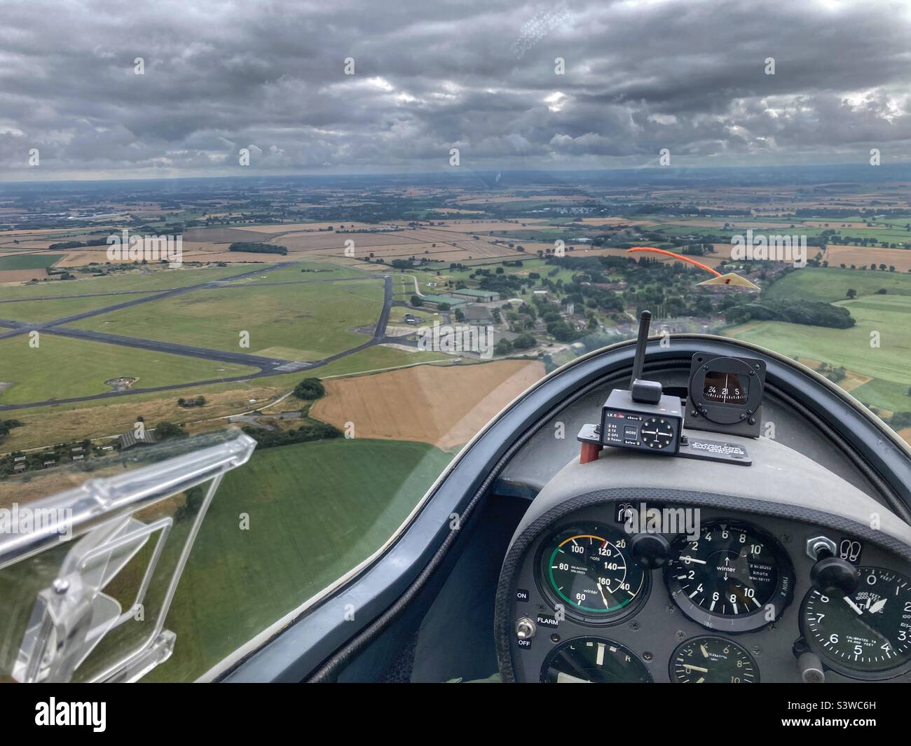 View of RAF Topcliffe from an Air Cadet Viking glider - Smartphone Captured Stock Image