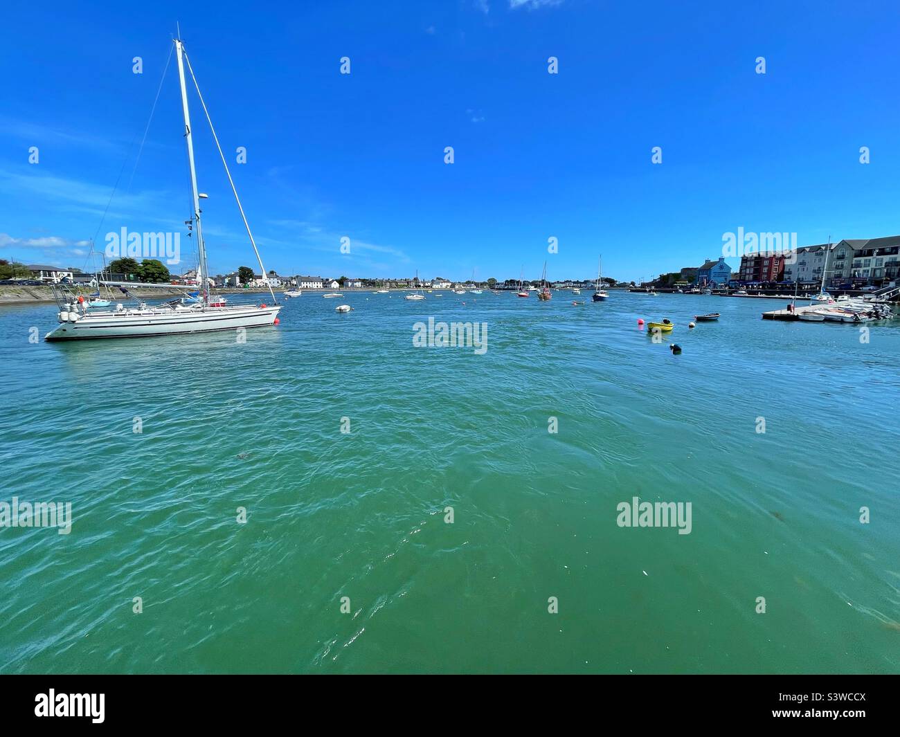Dungarvan wharf and harbour on the estuary of the river Colligan
