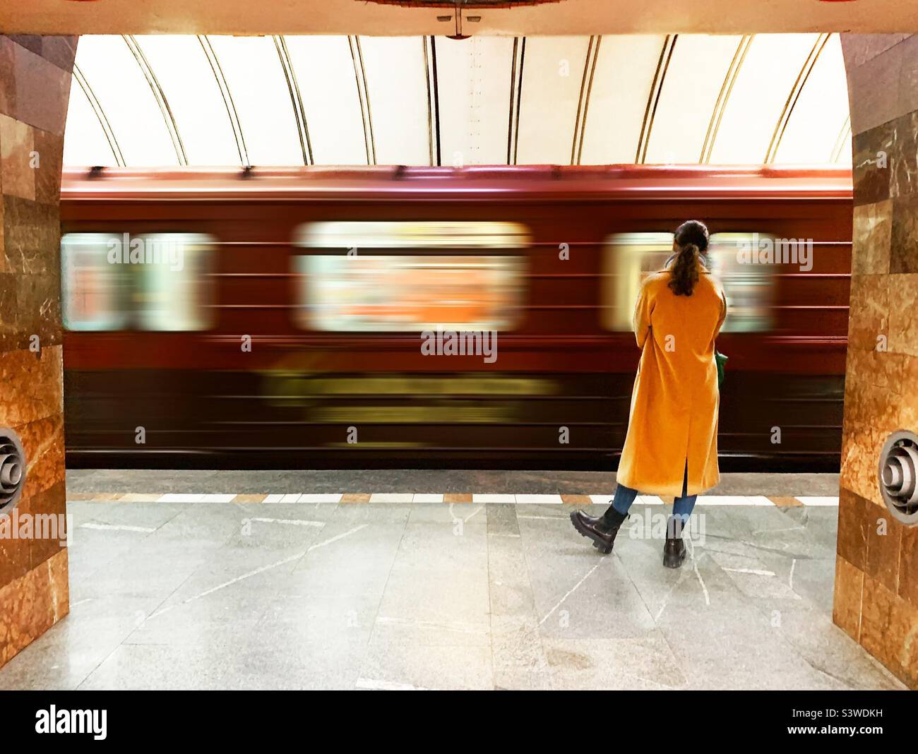 Subway train in motion - Smartphone Captured Stock Image