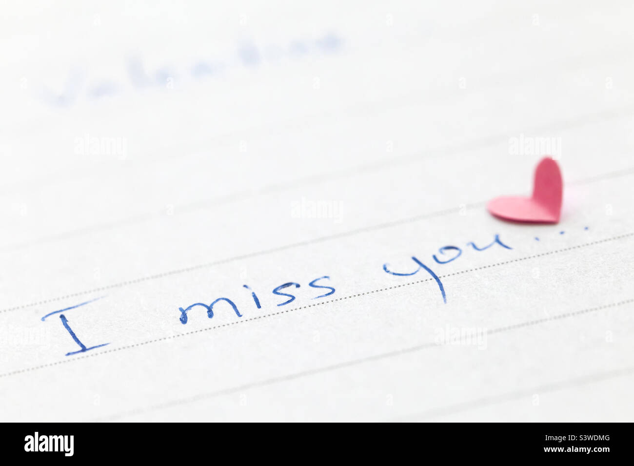 Handwritten phrase I miss you - Smartphone Captured Stock Image