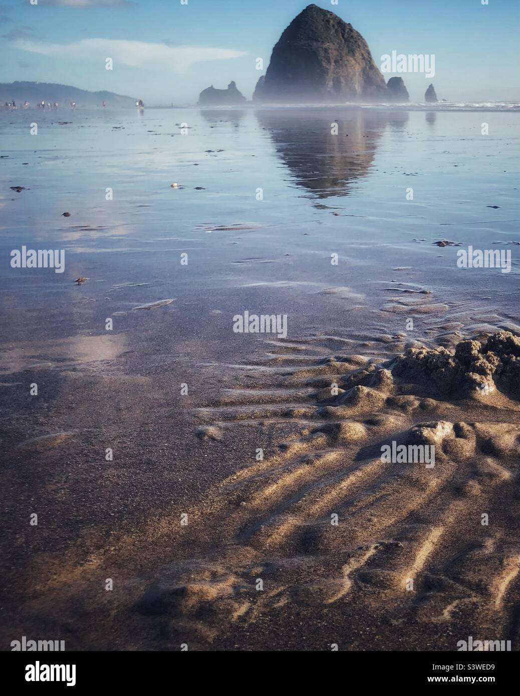 Haystack Rock at Cannon Beach, Oregon in July - Smartphone Captured Stock Image