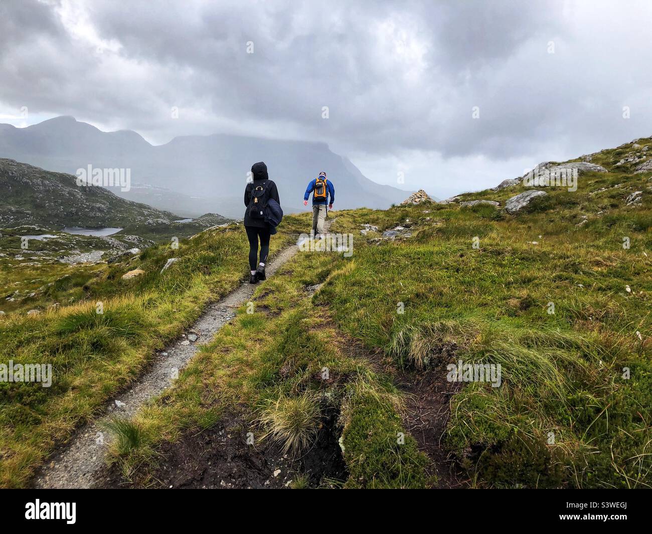 Walking in the Scottish Highlands, view towards Quinag, Inverpolly estate, Scotland - Smartphone Captured Stock Image