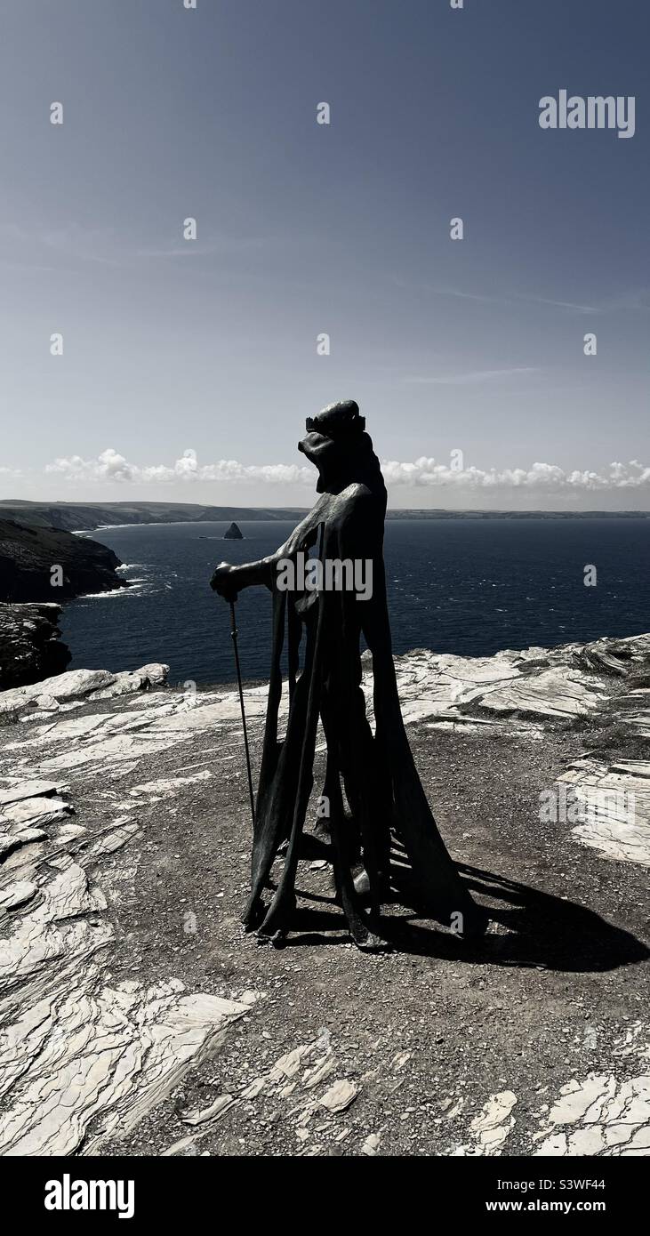 King Arthur statue at Tintagel Castle Stock Photo Alamy