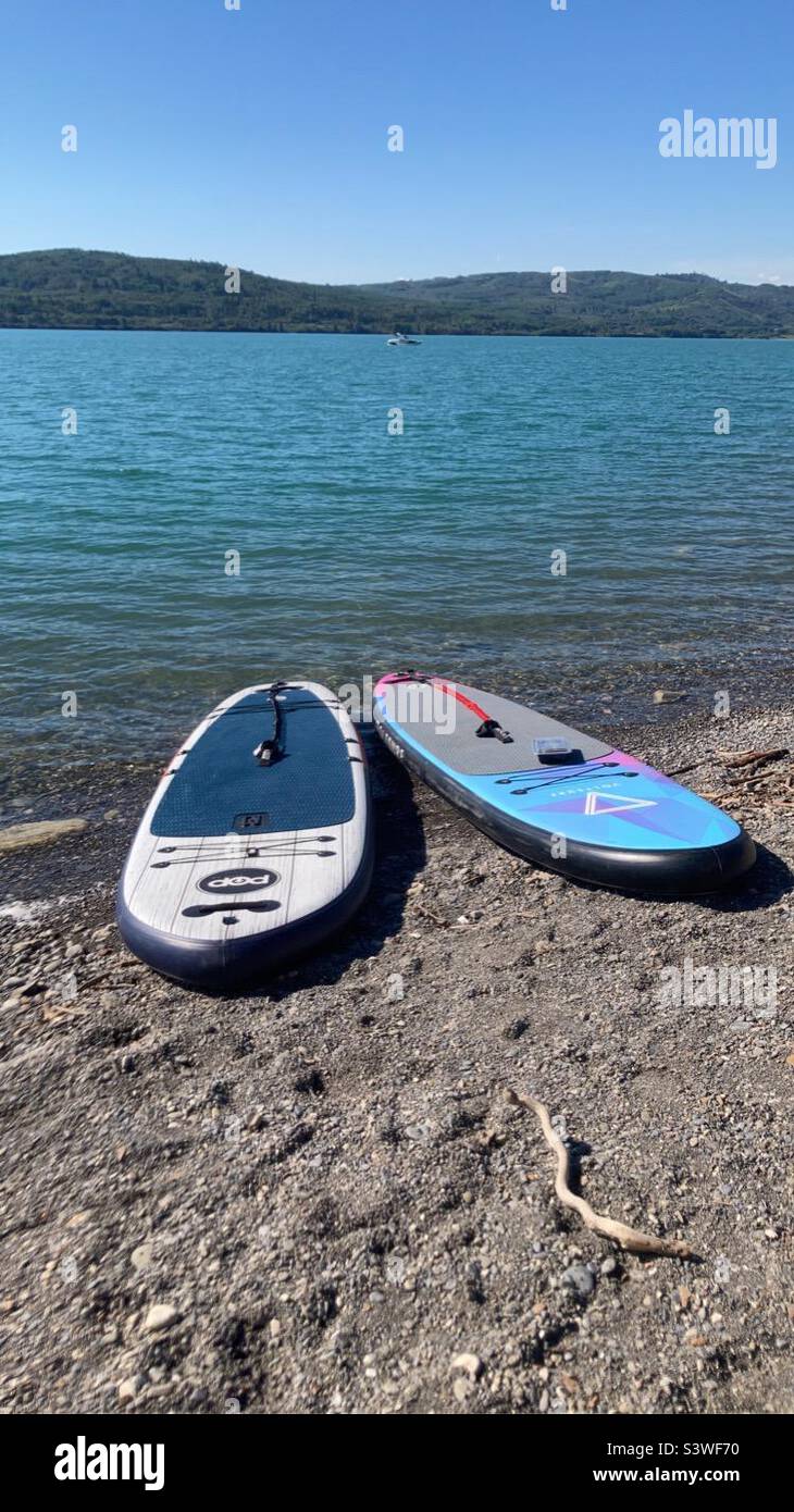 Paddle boarding Alberta Stock Photo Alamy