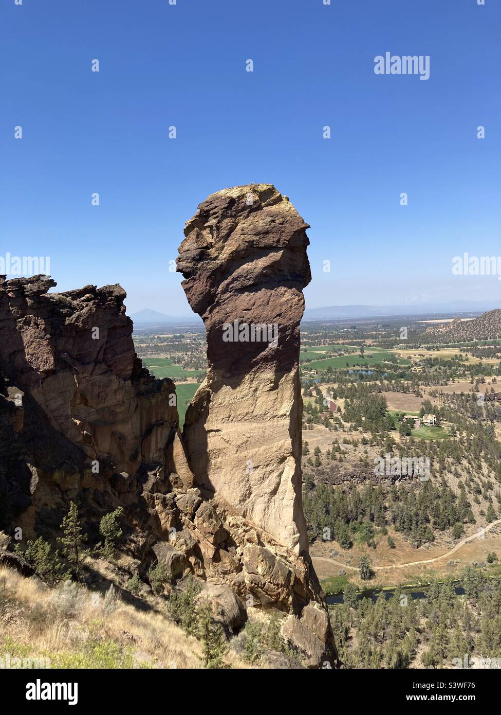 Monkey face rock, Smith Rock, Oregon Stock Photo