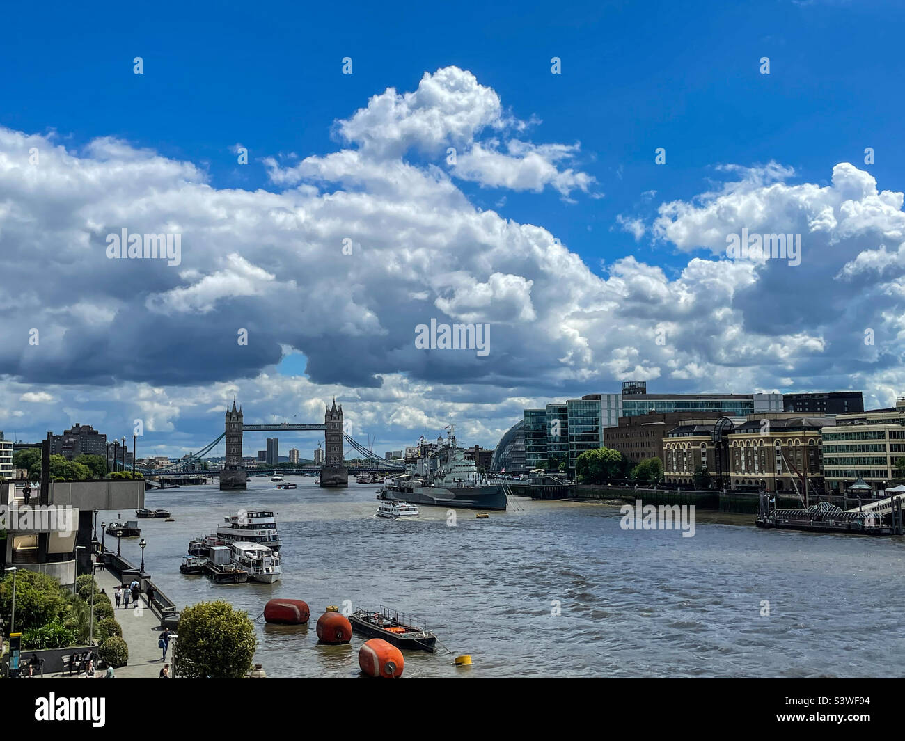 London Thames & tower bridge - Smartphone Captured Stock Image