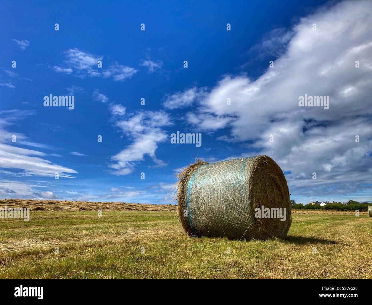 Hay bale on summers day - Smartphone Captured Stock Image