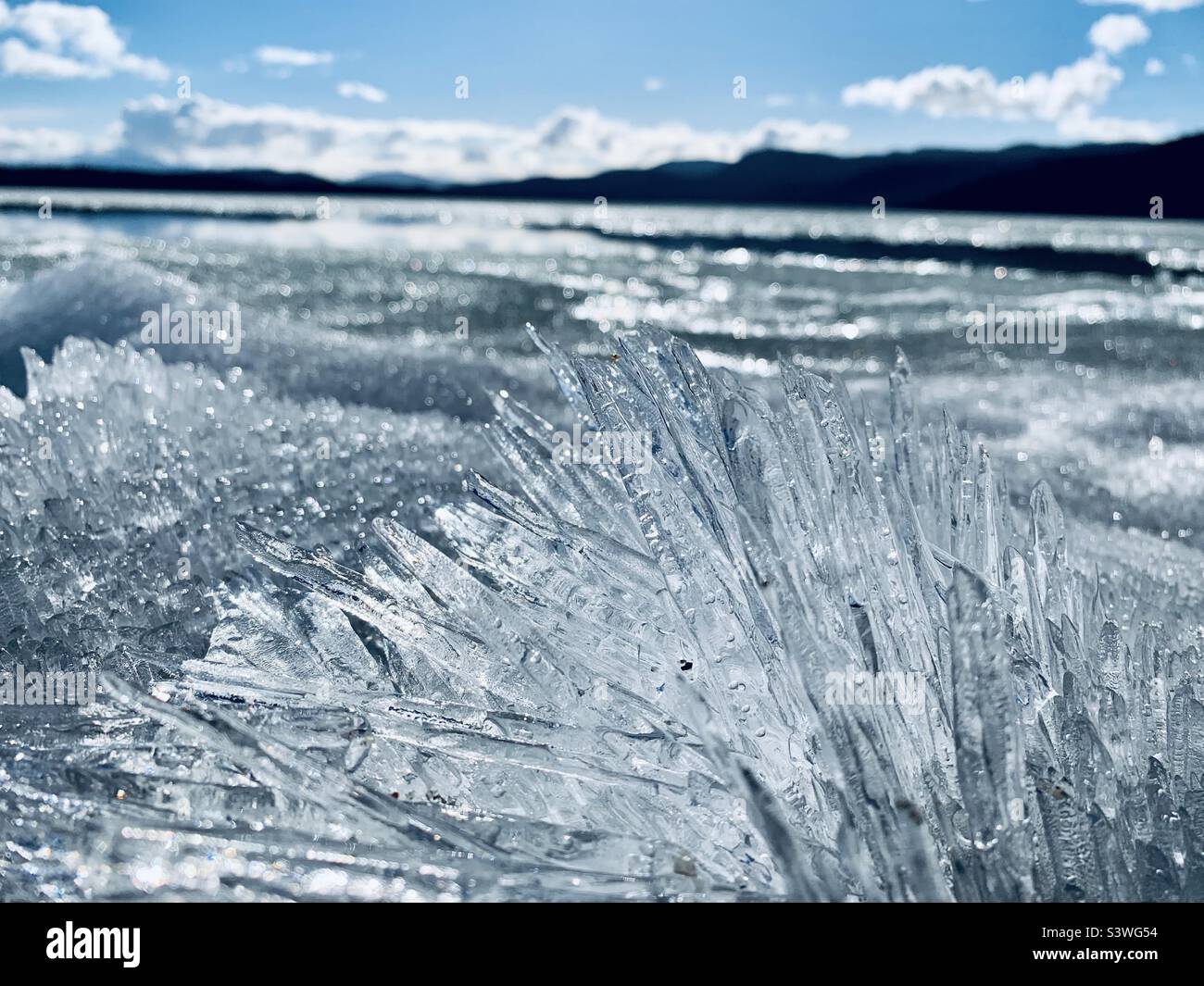 Ice formed on a lake Stock Photo Alamy