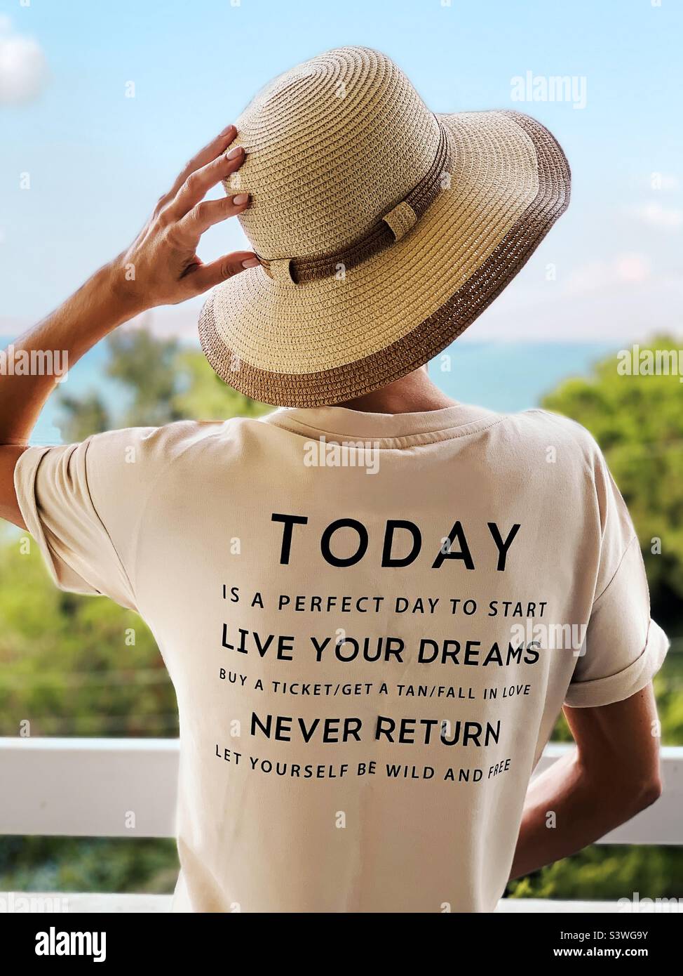 Motivational phrase on summer clothes - Smartphone Captured Stock Image