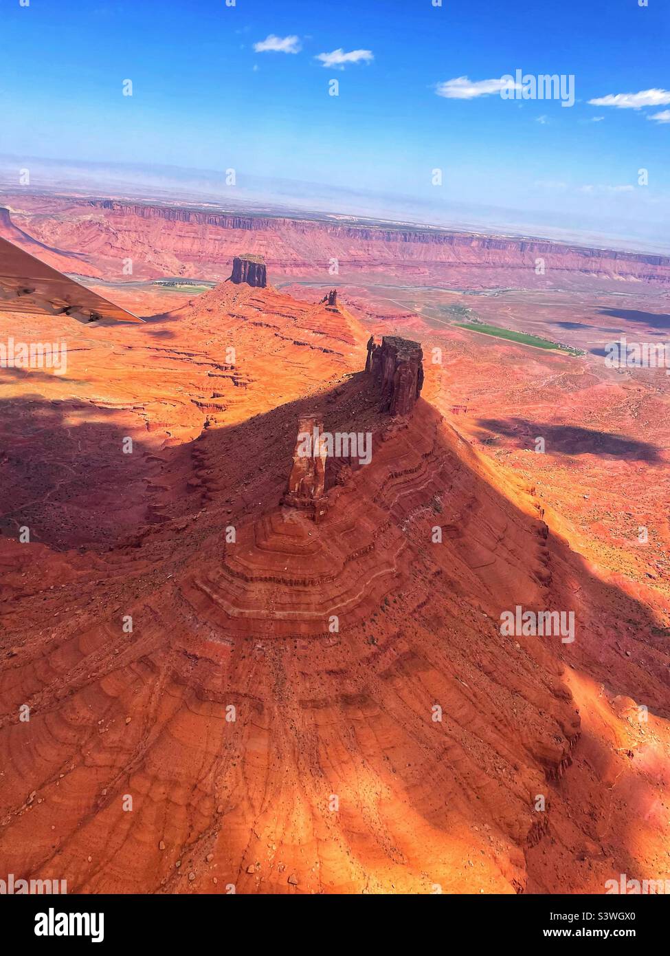 Castle Valley, Utah aerial views from airplane. Stock Photo