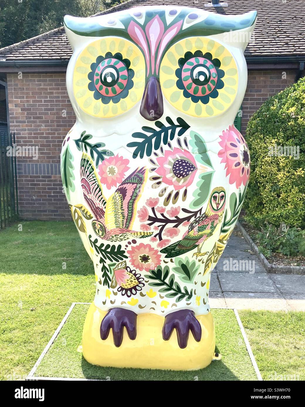 Giant owl sculpture Stock Photo