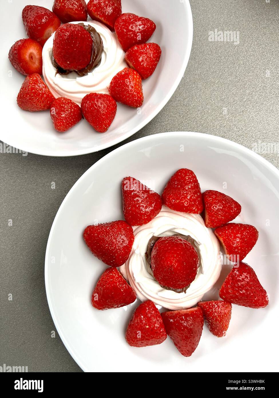 Strawberry meringue dessert Stock Photo